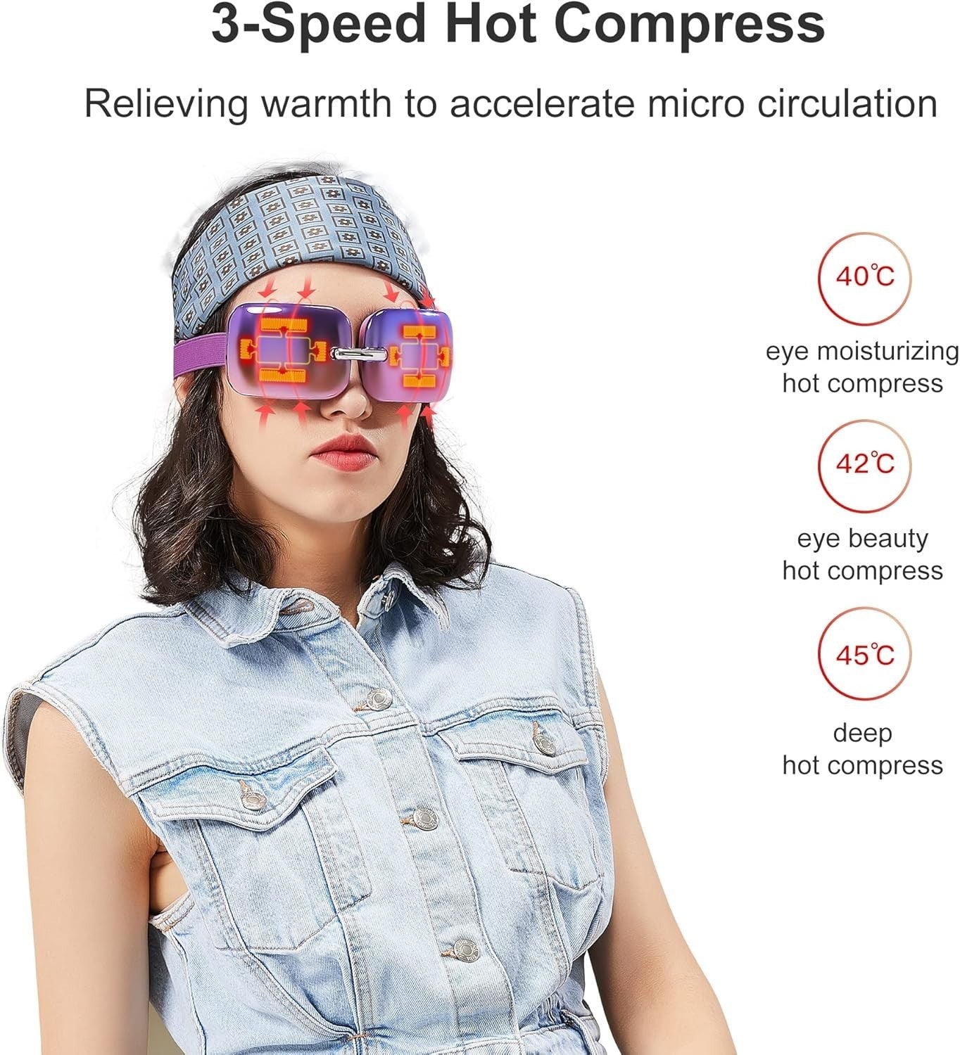 Foldable Heated Eye Massager Vibration Travel Sleep Therapy Set