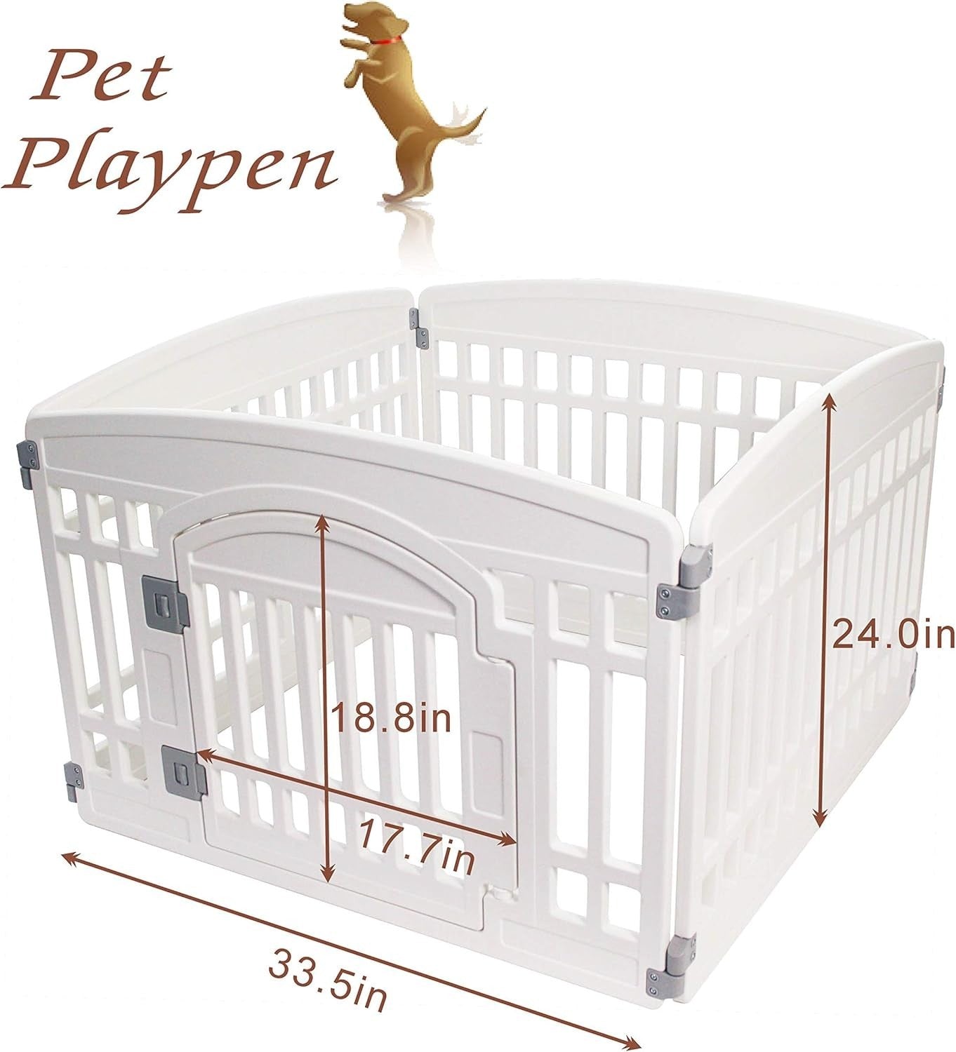Foldable Puppy Playpen Indoor Dog Exercise Pen with Secure Door