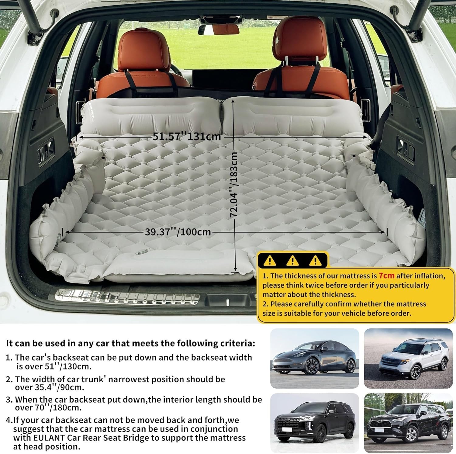 2-Person Inflatable Car Mattress with Foot Pump & Waterproof Travel Bed.