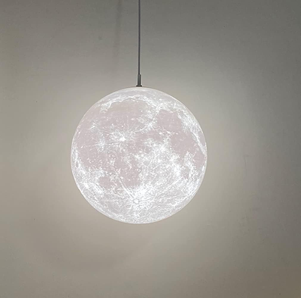 Moon Pendant Ceiling Light Shade 22cm 3D Printed Lunar E27