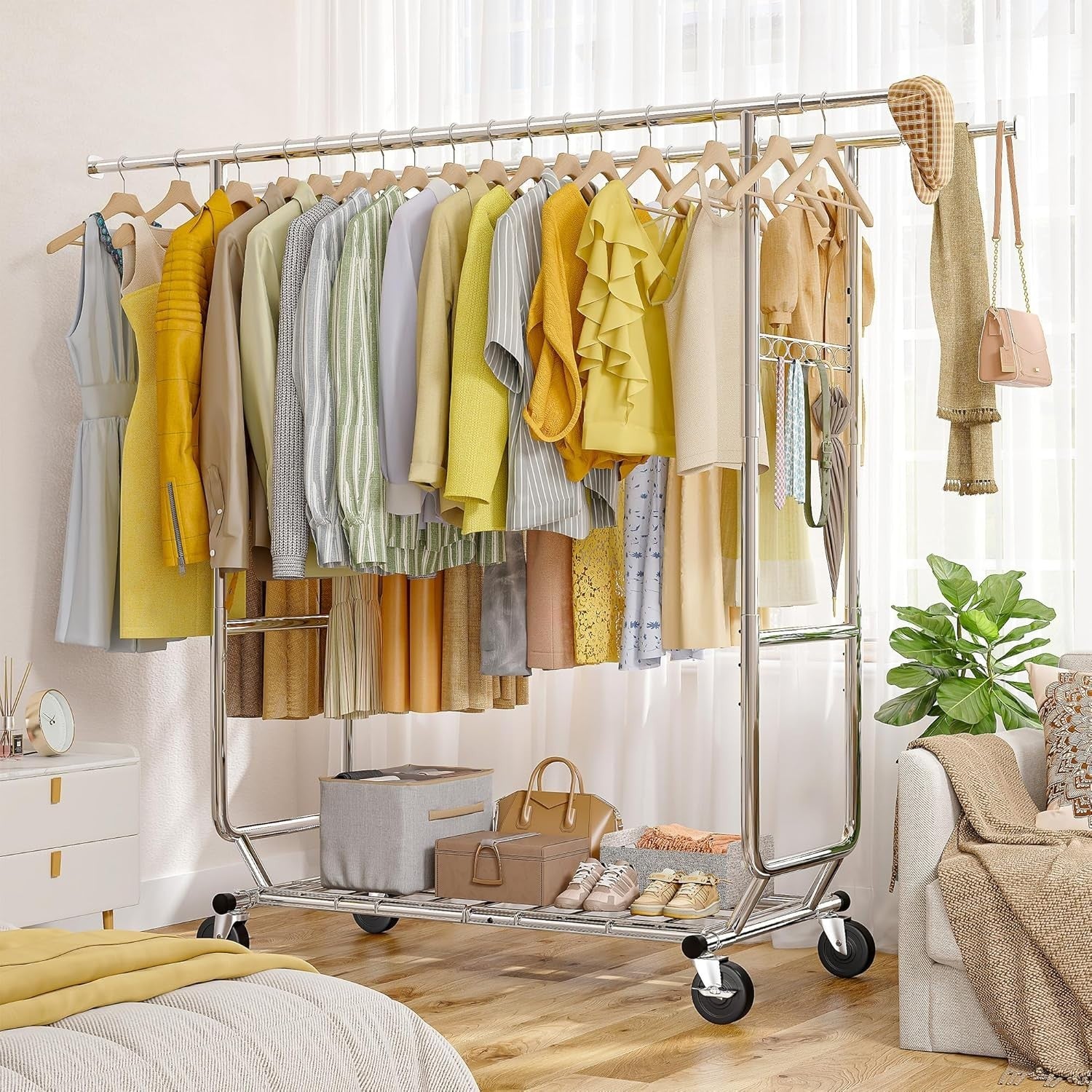 285KG Heavy Duty Extendable Double Rail Clothes Rack – Silver