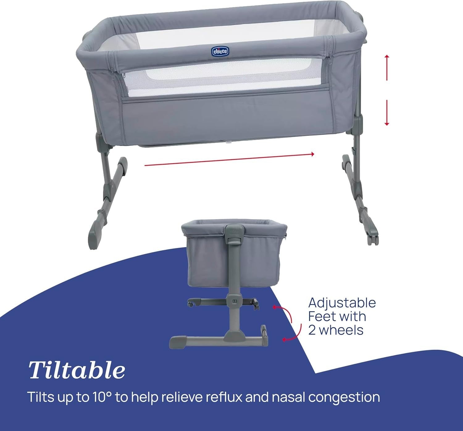 Next2Me Baby Bedside Crib Adjustable Height Travel Cot with Mattress 0-6M Beige