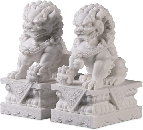 20cm Large Foo Dog Lion Statues Pair Stone Outdoor Feng Shui Guardian Home Decor