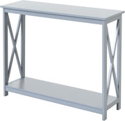 Grey Engineered Wood Console Table with Open Shelf – Slim Entryway Stand