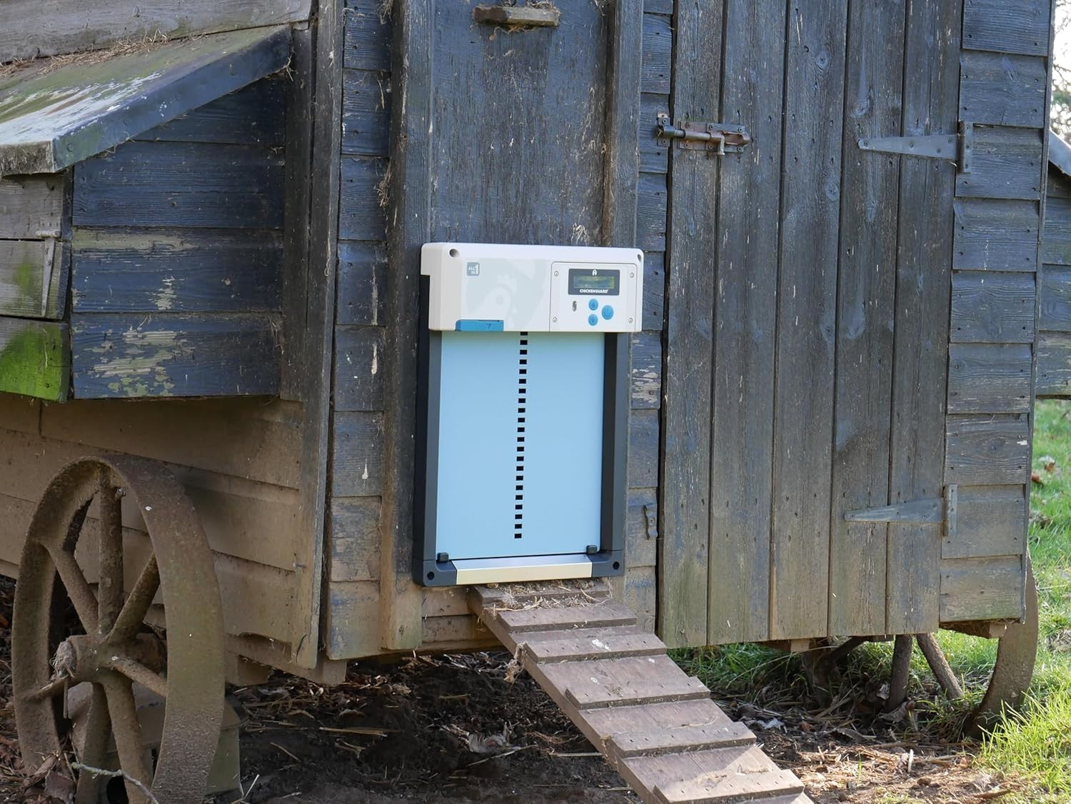 Automatic Chicken Coop Door Opener Blue Battery Powered Timer Light Sensor