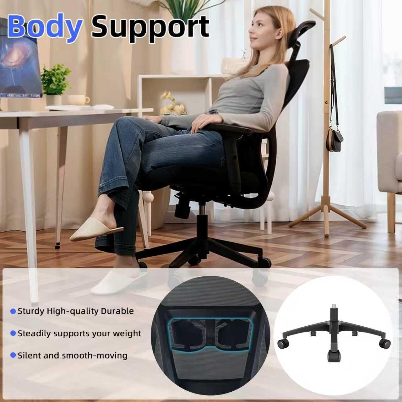 Ergonomic Mesh Office Chair Adjustable Lumbar Back Tilt Swivel Computer Desk Sea