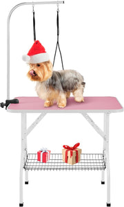 36" Dog Grooming Table Adjustable Height Non Slip Foldable w Arm Basket