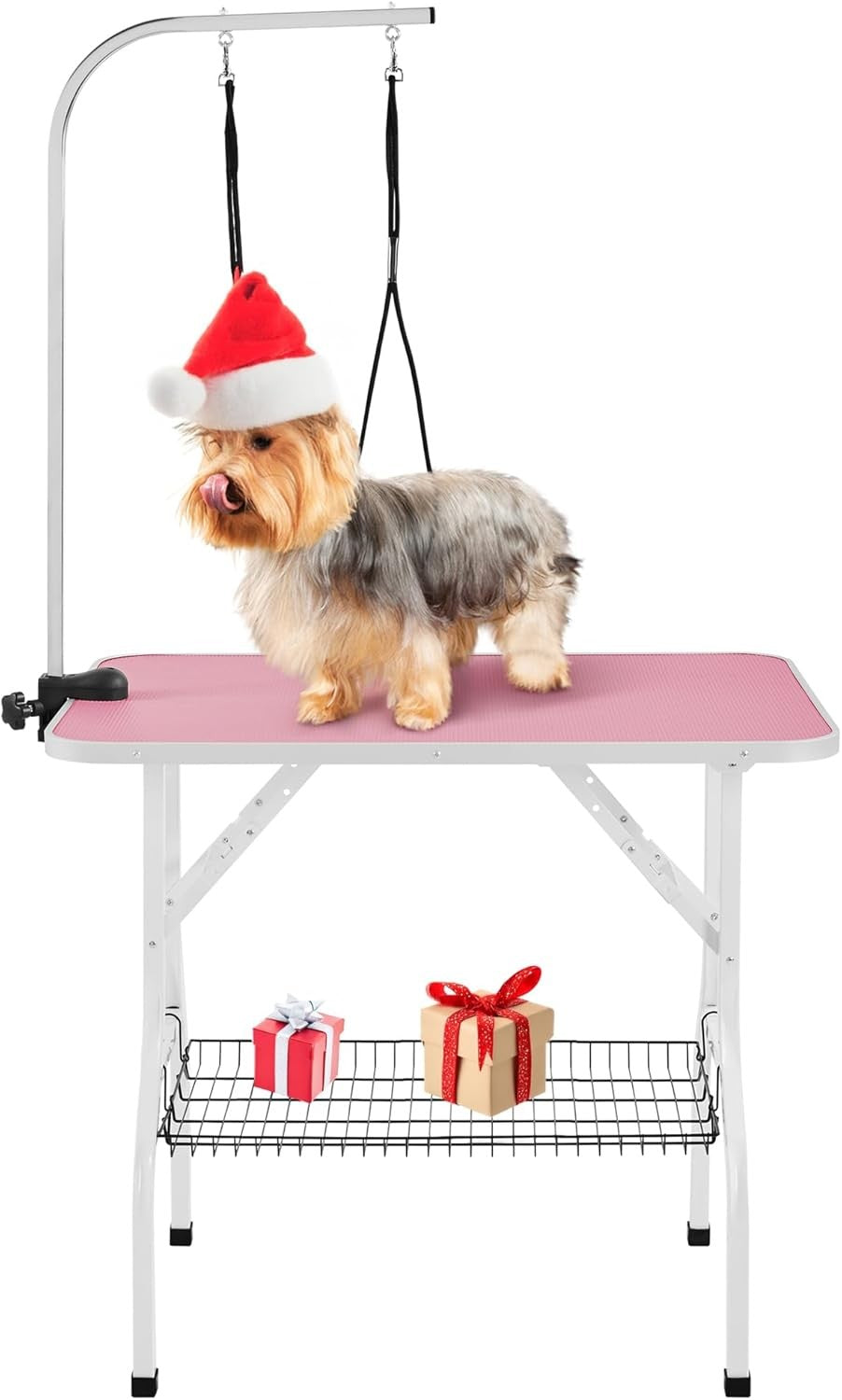 36" Dog Grooming Table Adjustable Height Non Slip Foldable w Arm Basket