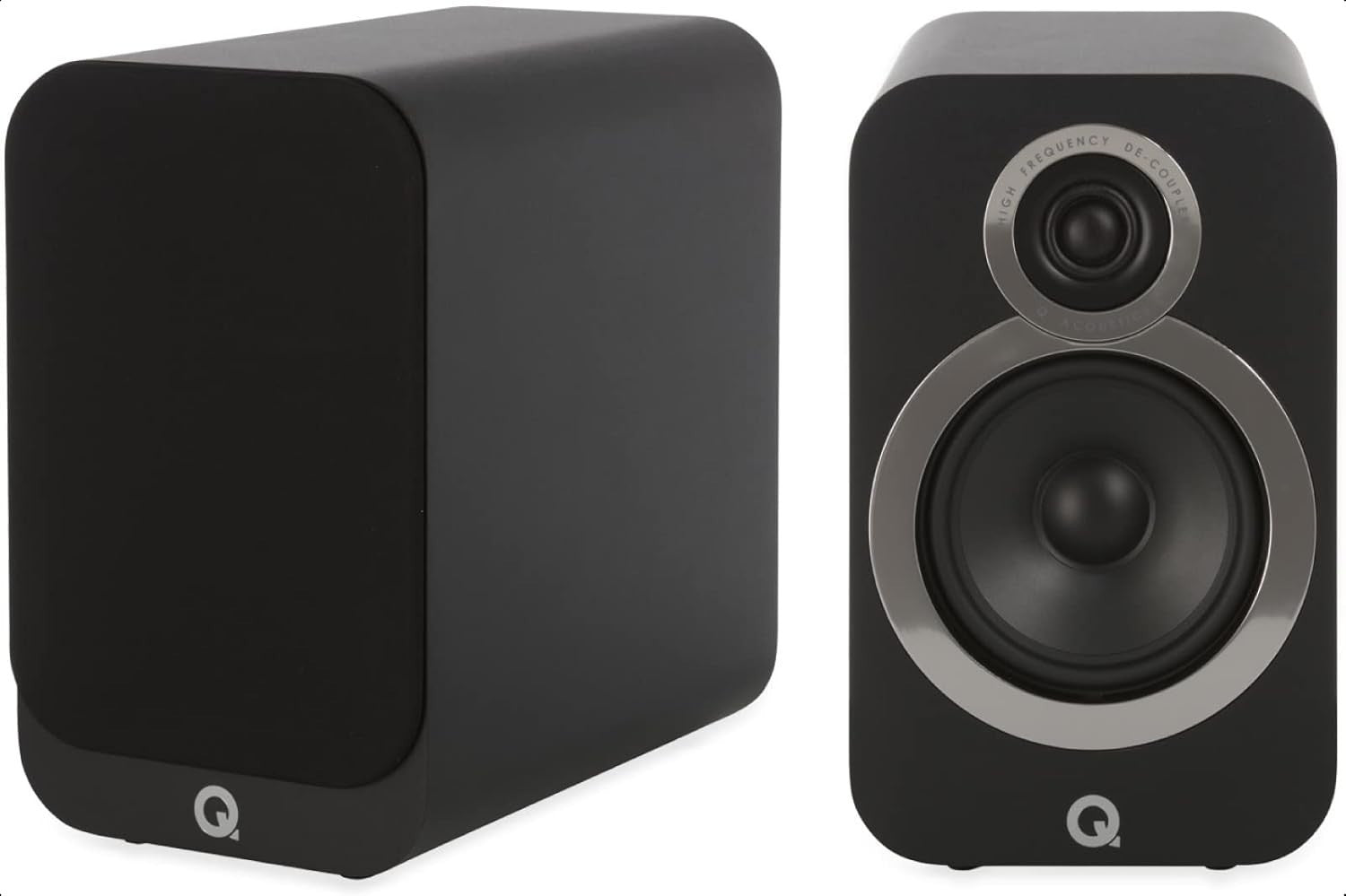HiFi Bookshelf Speakers Pair | 125W Stereo 2-Way | Deep Carbon Black