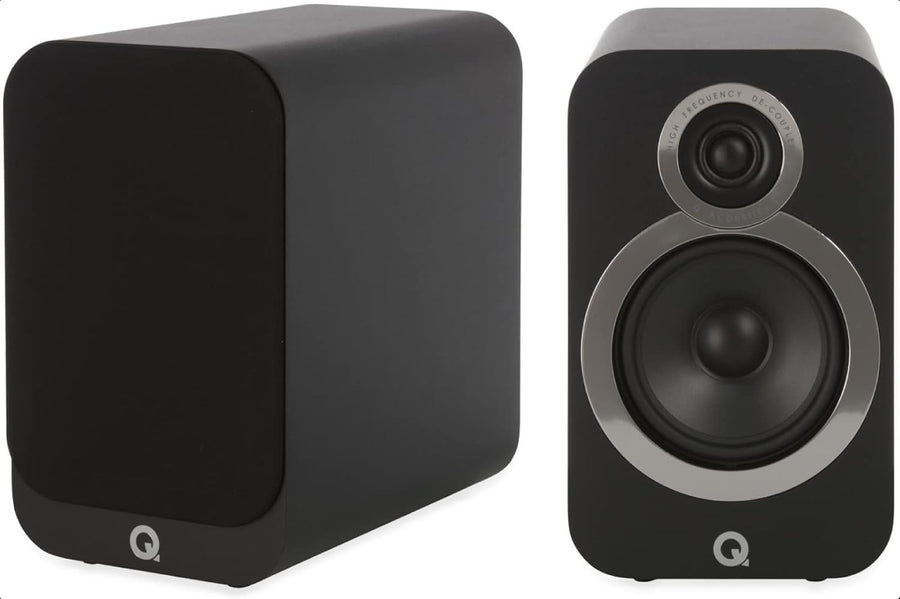 HiFi Bookshelf Speakers Pair | 125W Stereo 2-Way | Deep Carbon Black