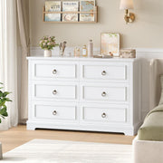 White Chest of Drawers 6 Drawer Modern Sideboard Storage Cabinet 120cm