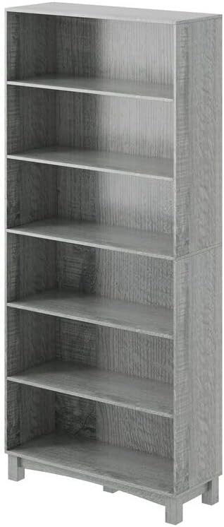 5/6 Tier Wooden Bookcase Tall Shelving Unit Storage Rack Grey Modern Display