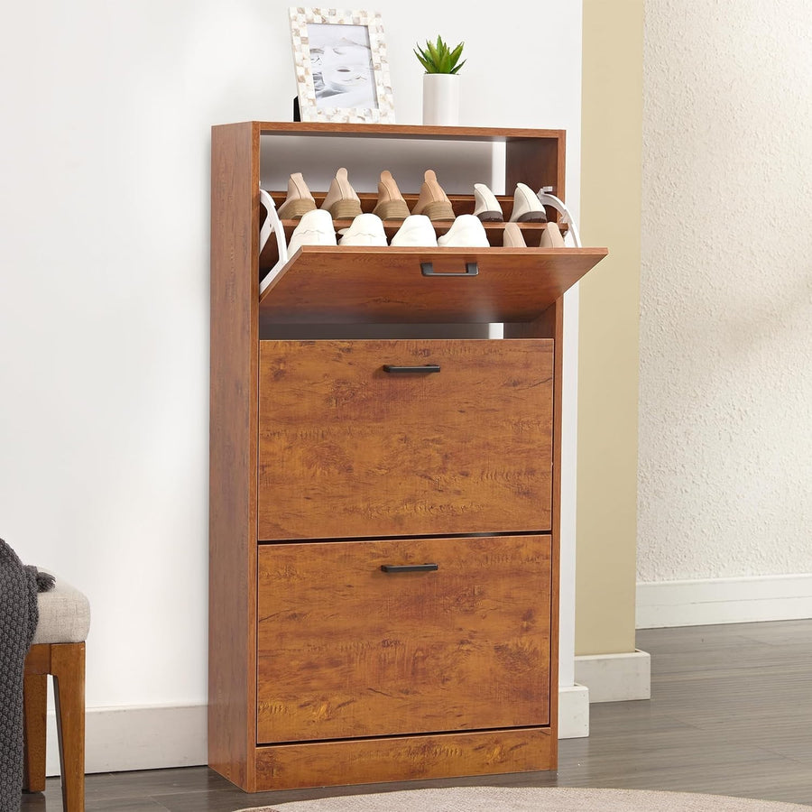 Space-Saving 3 Drawer Shoe Cabinet with Adjustable Shelves & Anti-Tip Safety