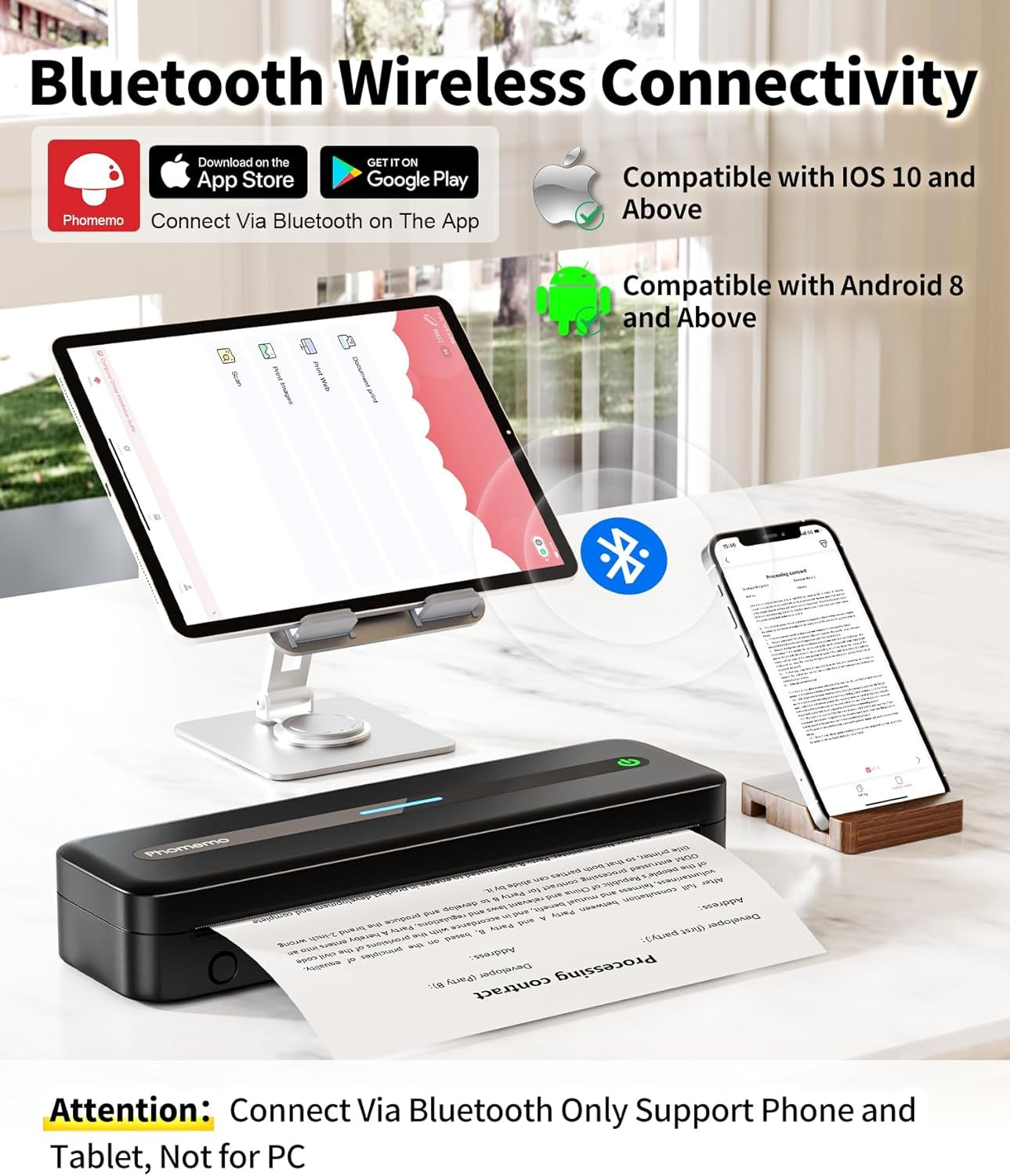 A4 Portable Thermal Printer 300DPI Bluetooth Inkless Kit