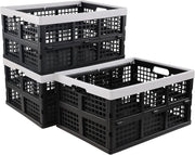 3 Pack 30L Foldable Storage Crates Collapsible Plastic Boxes
