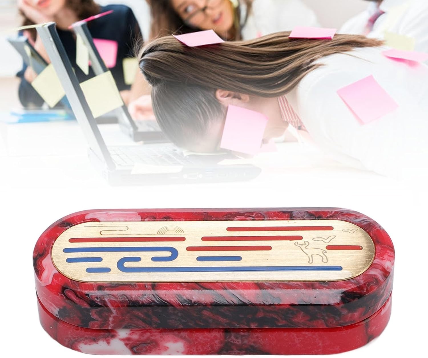 Red Push Card Fidget Slider Mechanical Haptic Stress Relief Pocket Toy