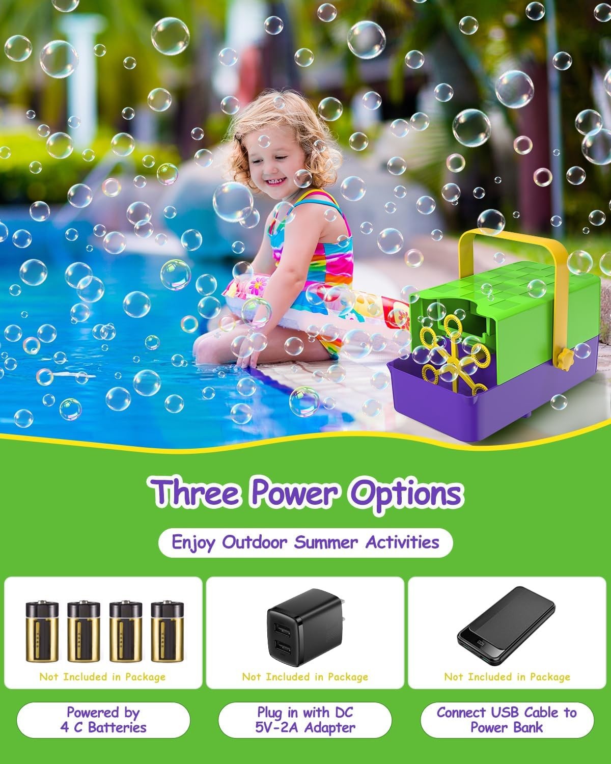 3 In 1 Bubble Machine 18000 Bubble 2 Speed Portable