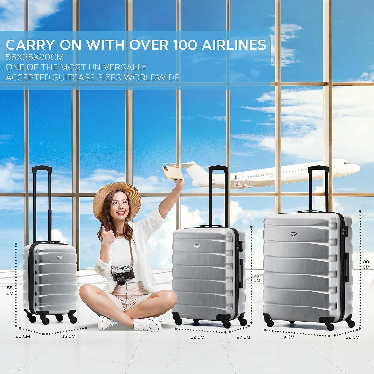 Medium 25” ABS Check In Suitcase Lightweight 4 Wheel Spinner