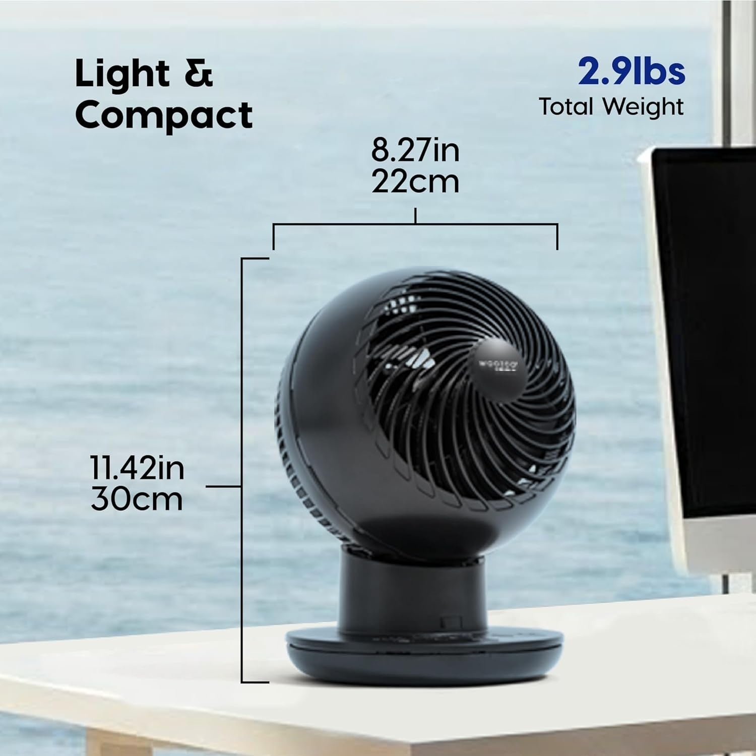 8Speed Quiet Desk Fan –Remote Control Oscillating Table Air Circulator 25m Range