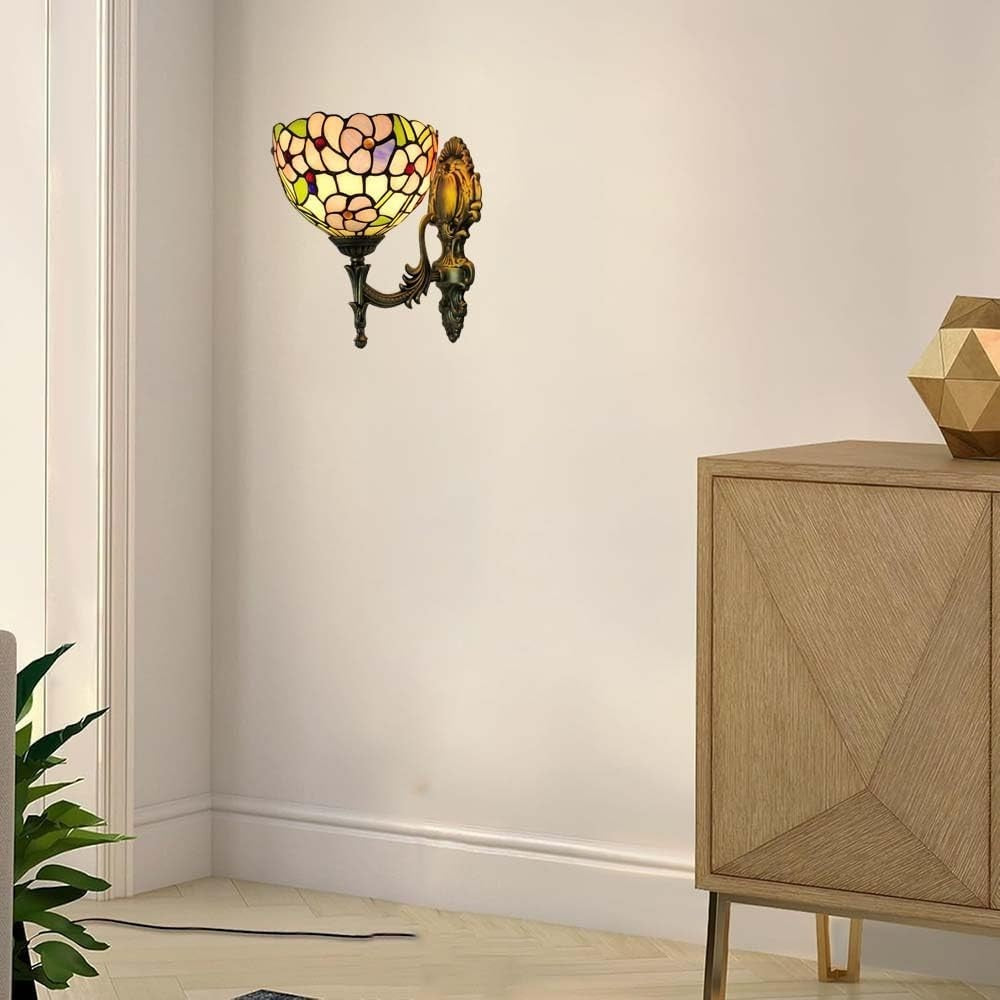 Vintage Stained Glass Wall Lamp Art Deco Sconce Light for Hallway 28cm