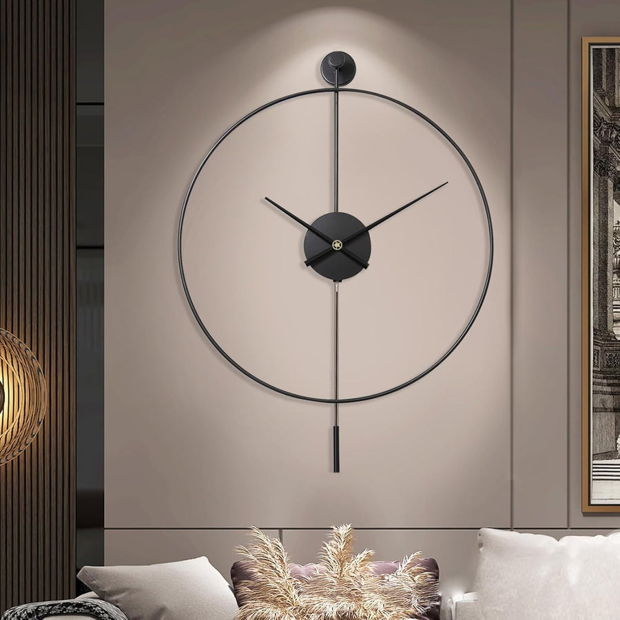 Large Modern Silent Wall Clock Metal Pendulum 20” Decor Lounge Office (S)