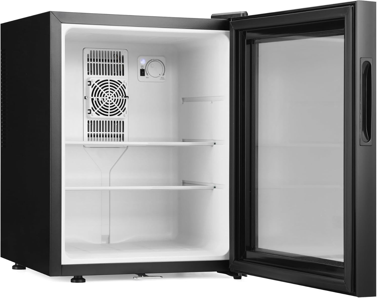 40L Mini Fridge Lockable Quiet Glass Door Bedroom Hotel Black