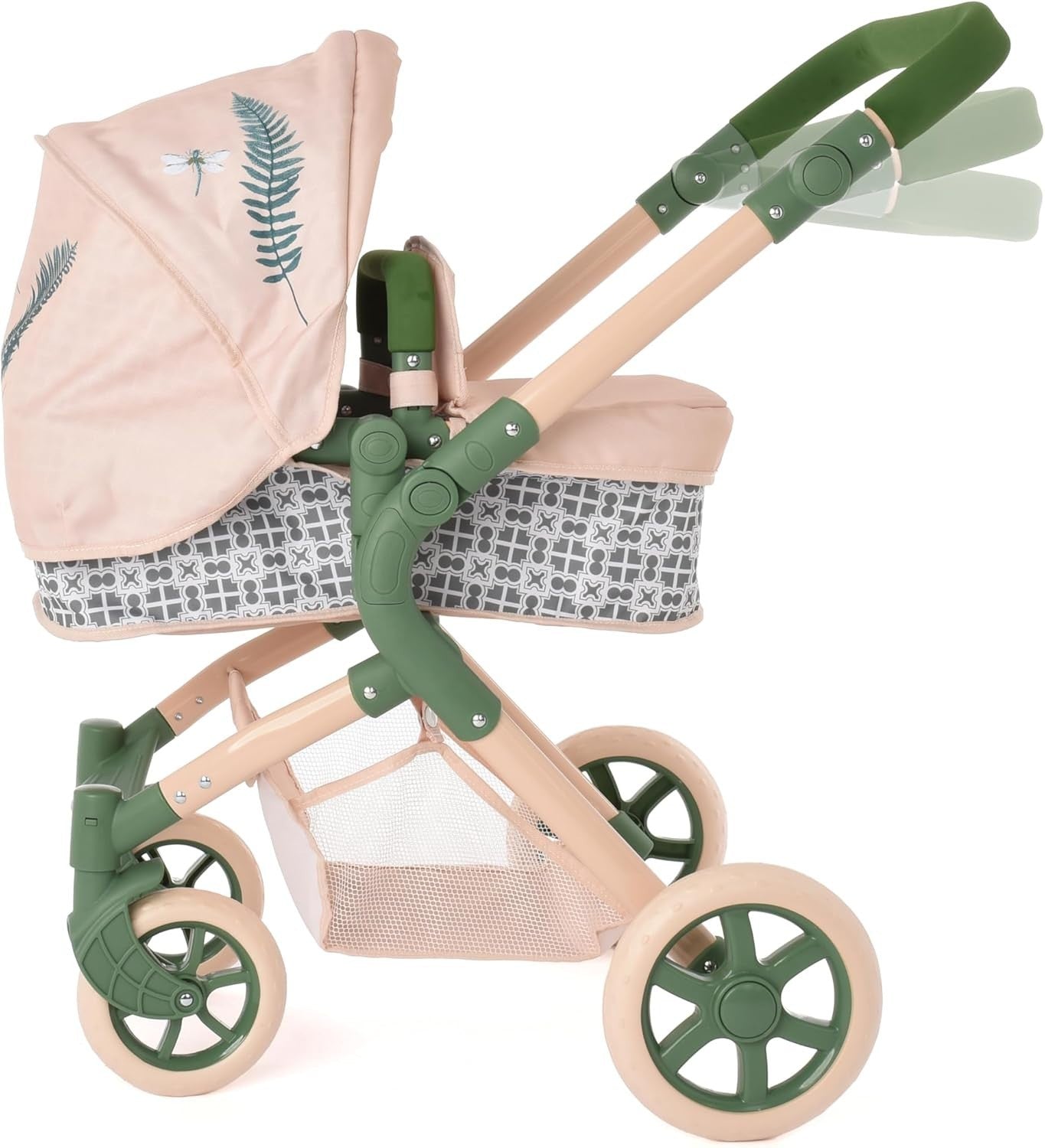 Eco Doll Pram 2-in-1 Carrycot Pushchair Adjustable Handle Basket