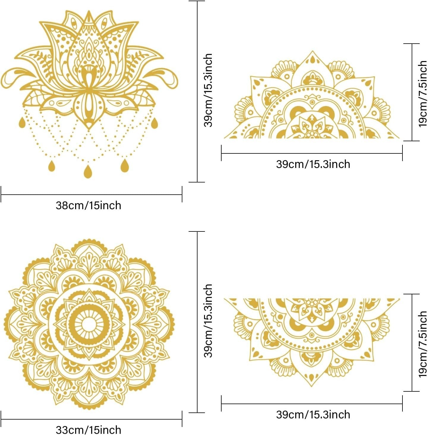 Boho Mandala Wall Sticker Removable Vinyl Home Decor 116x39cm