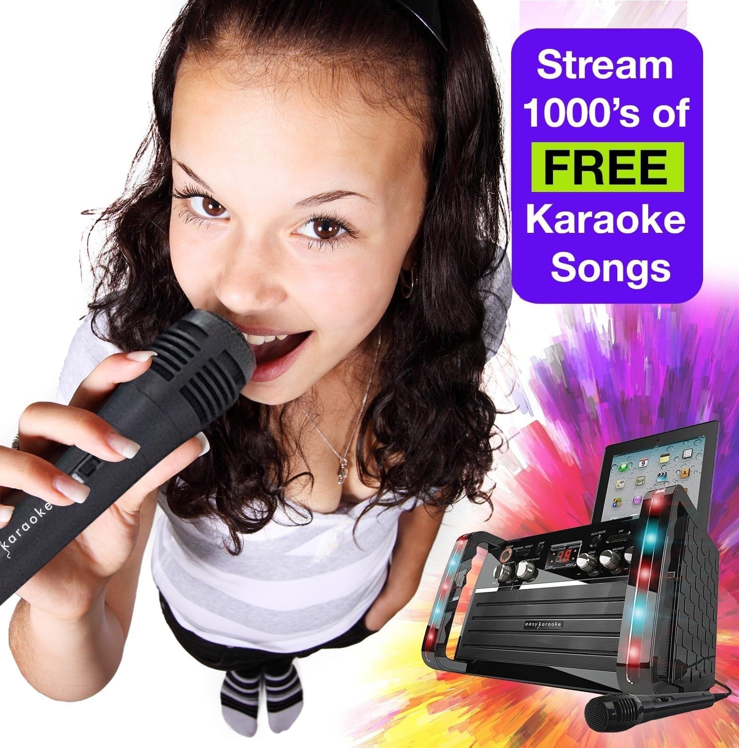 Easy Karaoke EKS213-BT Bluetooth CD+CDG Karaoke Machine with LED Lights