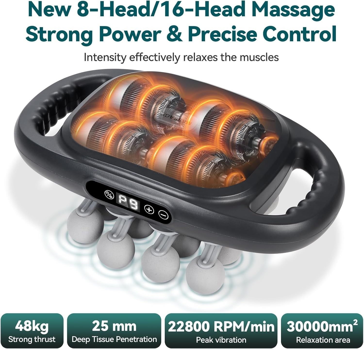 Deep Tissue Massage Gun 16 Head Muscle Massager 9 Speeds Pain Relief Recovery