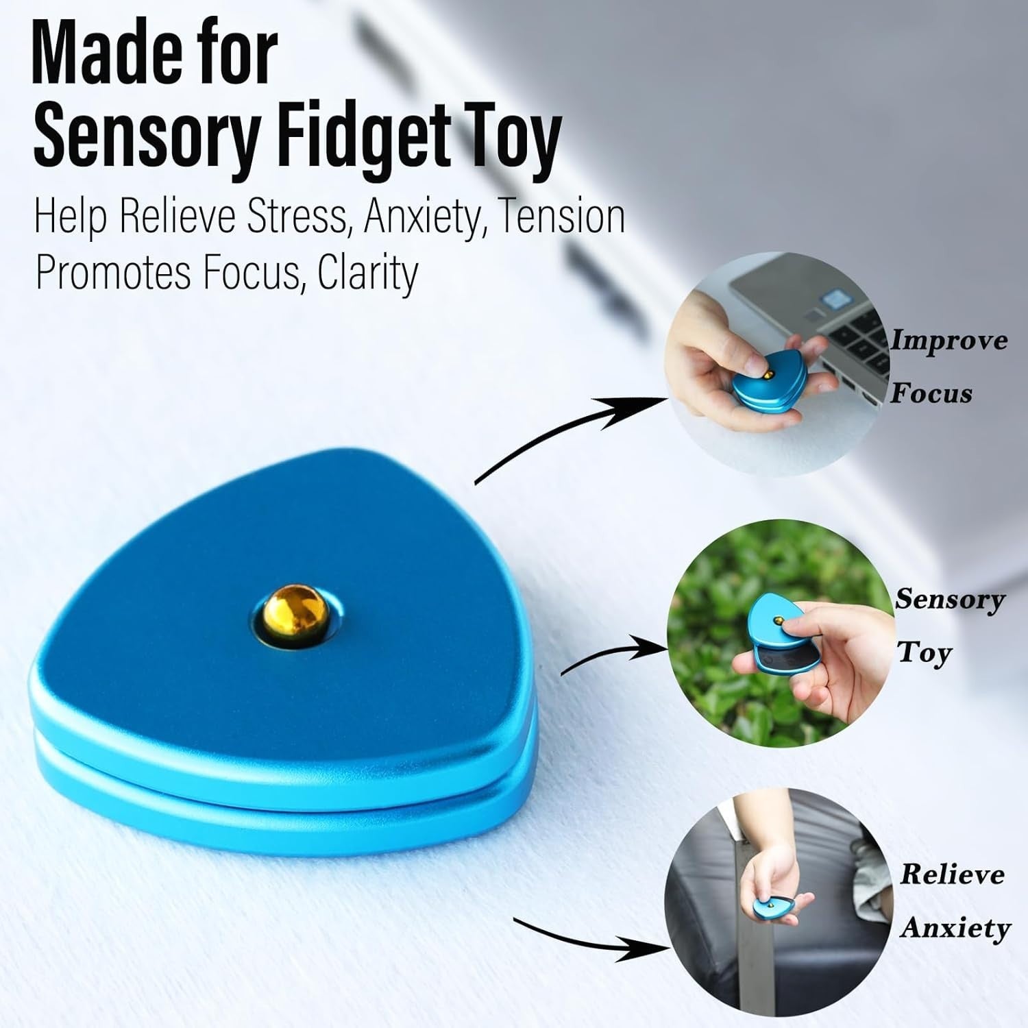 Blue Small Gen2 Pivot Fidget Triangle Magnetic Clicker EDC