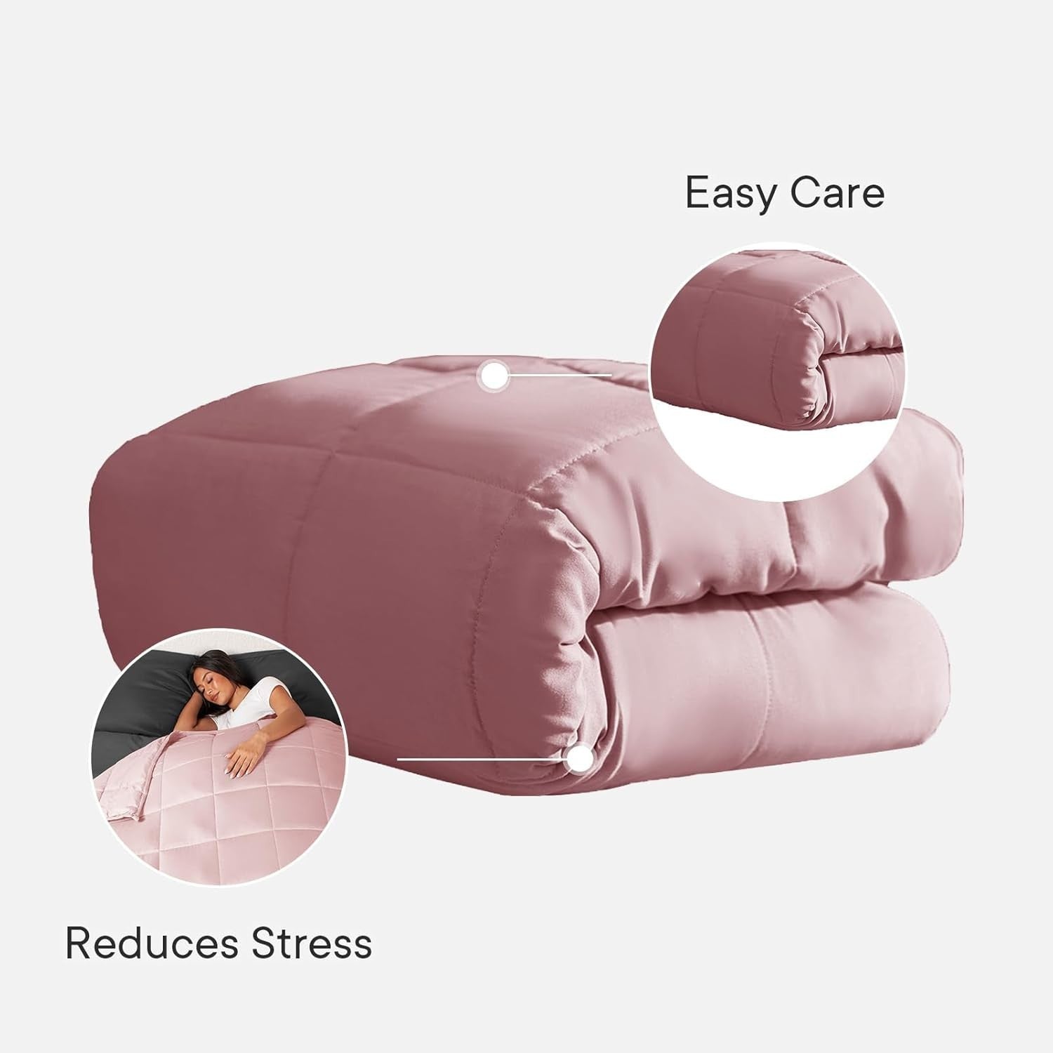 Weighted Blanket Adults Blush Pink 8kg 150x200cm Calming Sleep Therapy