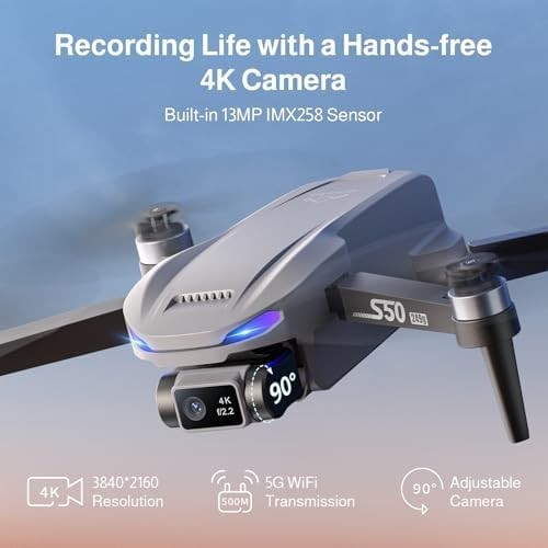 Ameta 4K GPS Drone for Kids & Adults, FPV Camera, 50-Min Flight