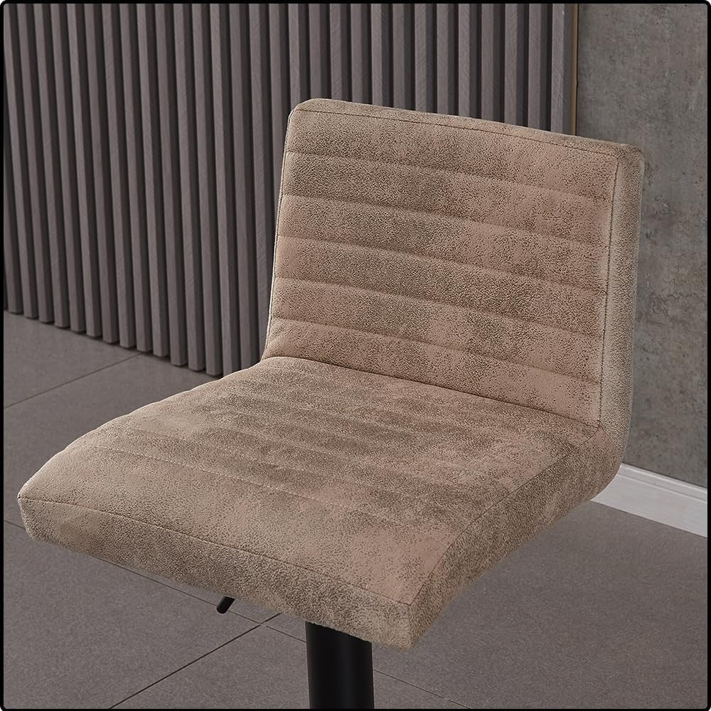 Vintage Beige Bar Stools Set of 2 – Adjustable Swivel Counter Chairs