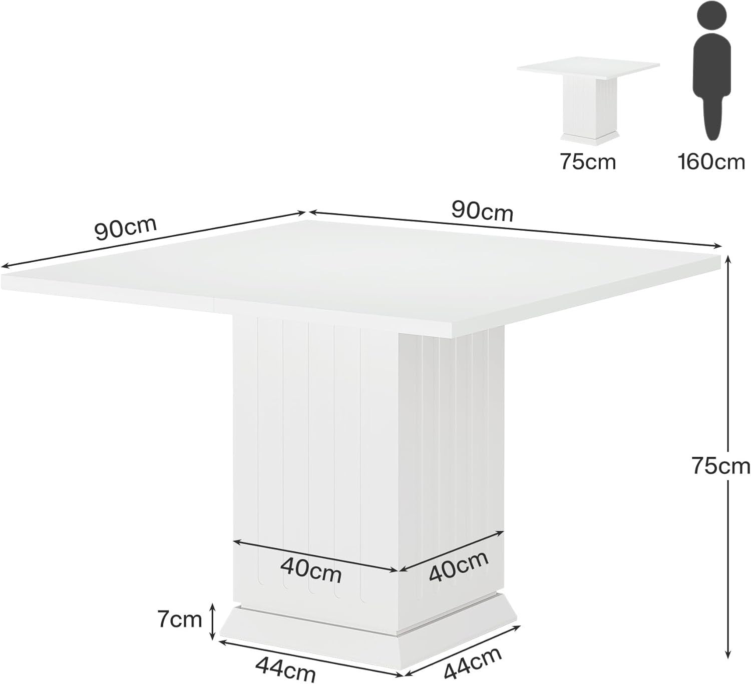 White 90cm Square Conference Table – Modern Small Meeting Table for 4