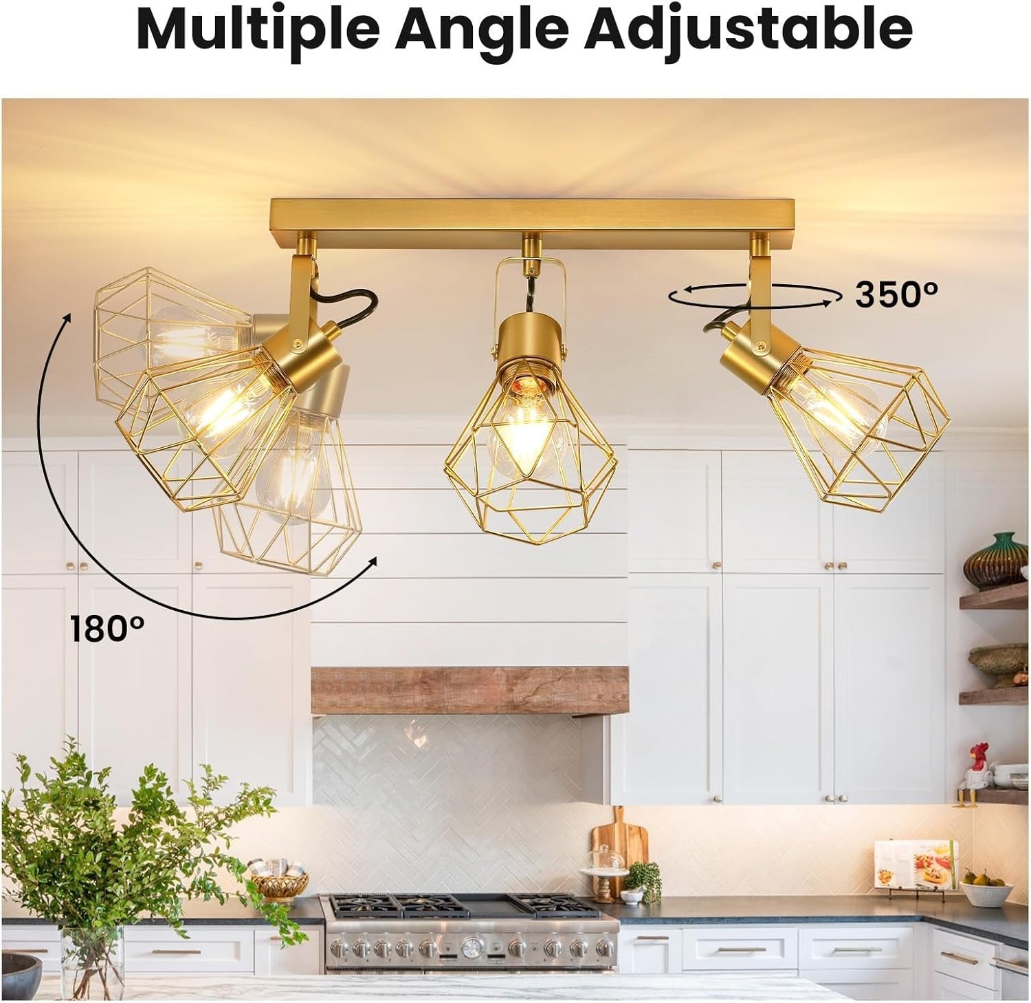 Rotatable 3-Light Gold Vanity Wall Sconce, Vintage Farmhouse Bath Light