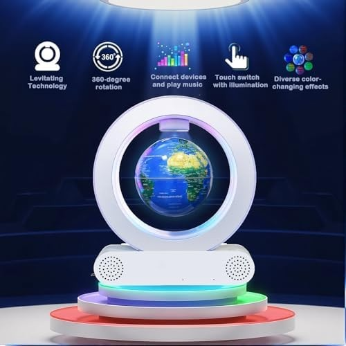 Color-Changing Floating Globe Bluetooth Speaker, Spinning Levitating Lamp