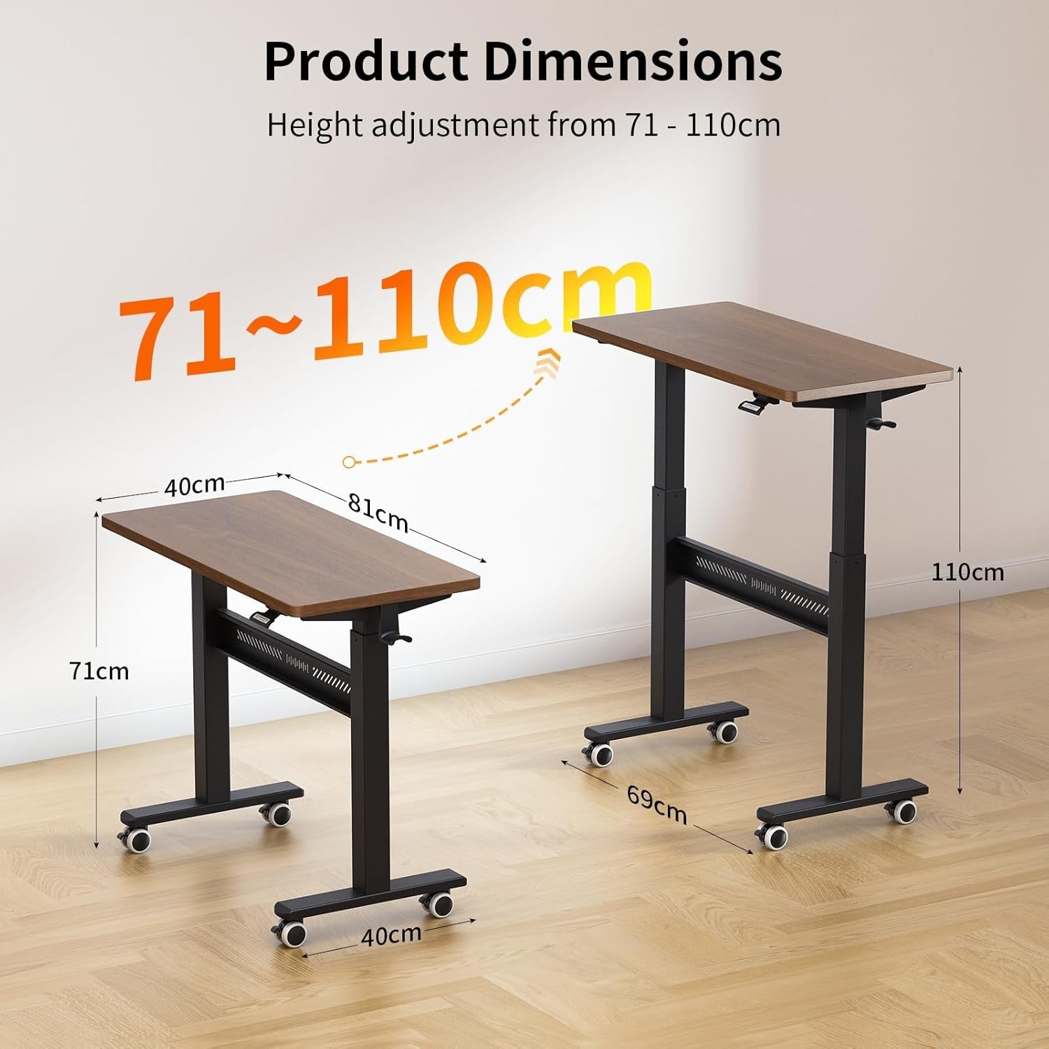 Mobile Standing Desk Walking Pad Compatible Adjustable Pneumatic Desk  Wheels