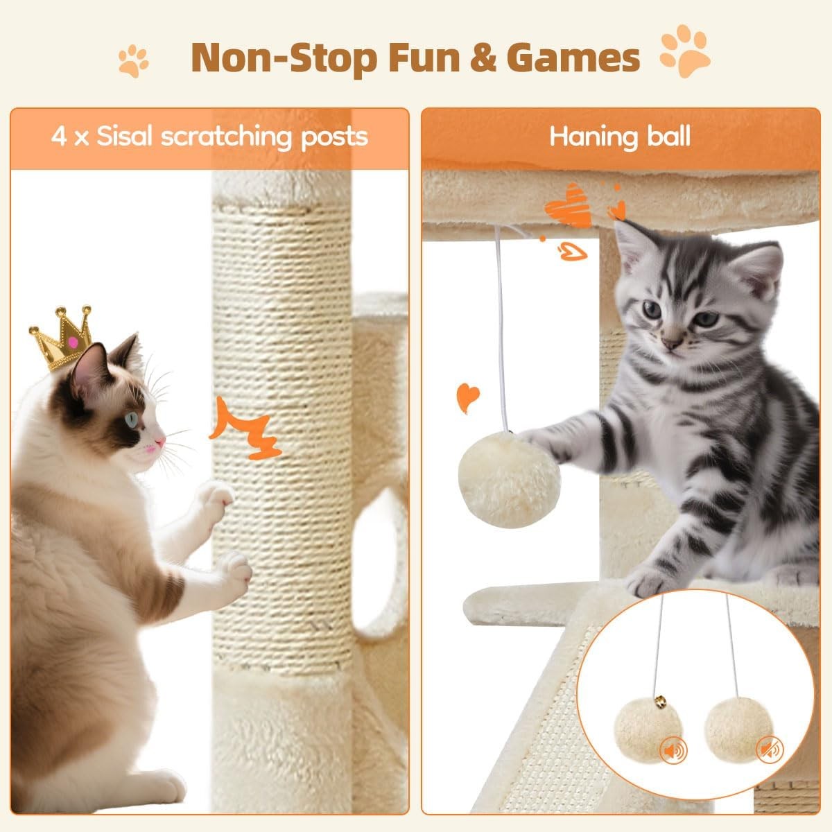 98cm Cat Tree Tower Indoor Scratching Post with Condo Hammock Perch