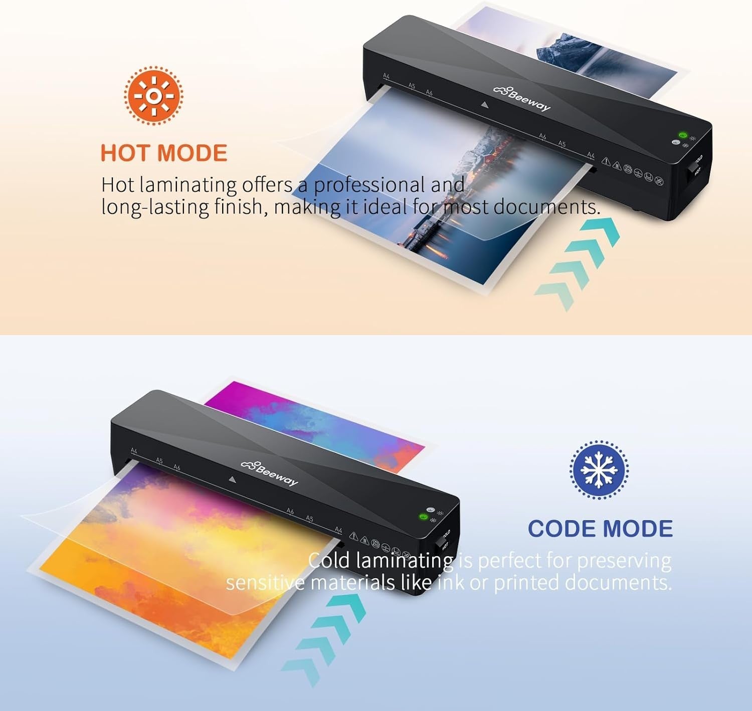 A4 Laminator Hot Cold Machine Fast Warm Up High Speed Jam Release + Pouches