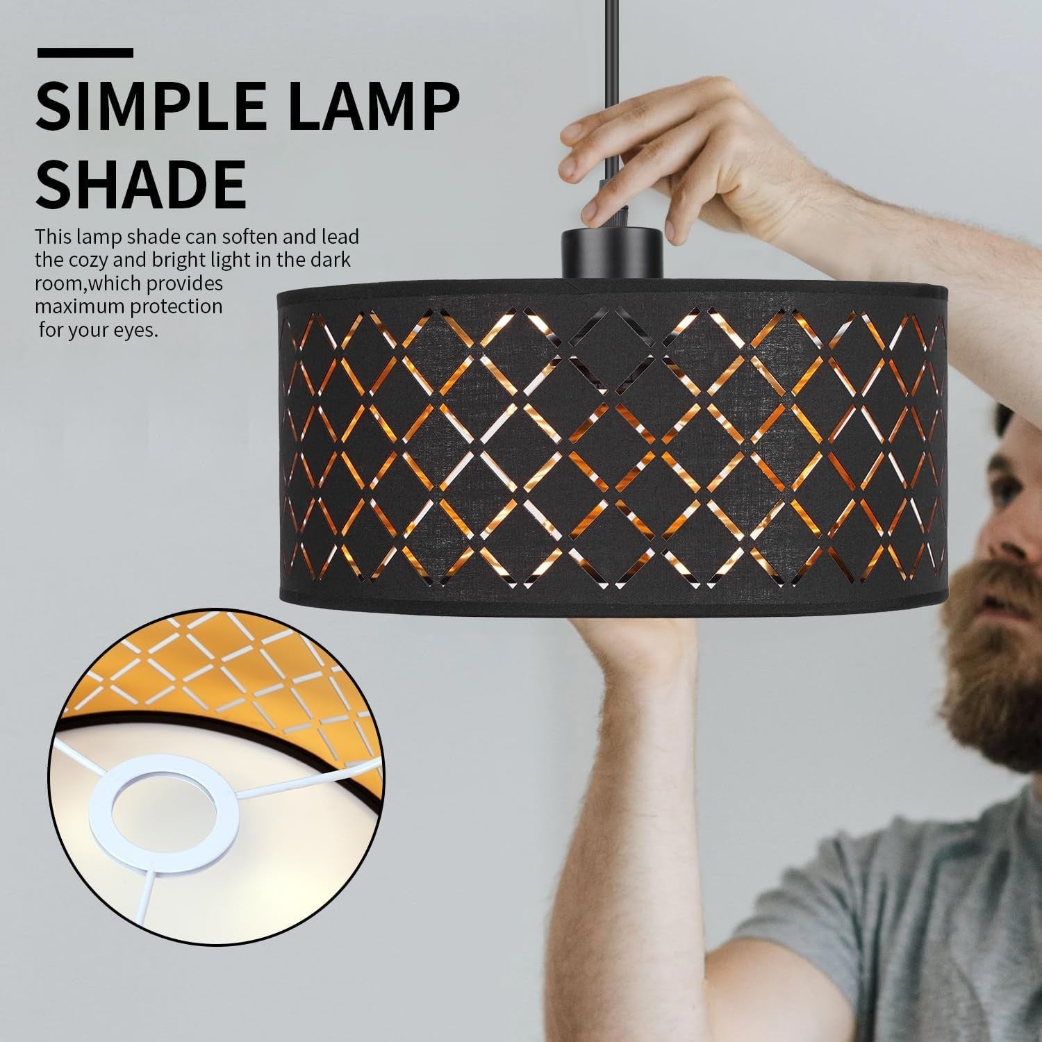 Black Gold Cutout Lampshade Modern Ceiling Pendant Decorative Light