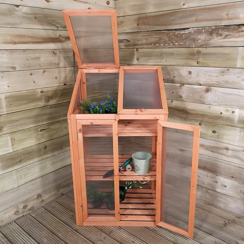 Wooden Mini Greenhouse Cold Frame – H120×W69×D49cm Garden Patio Growhouse