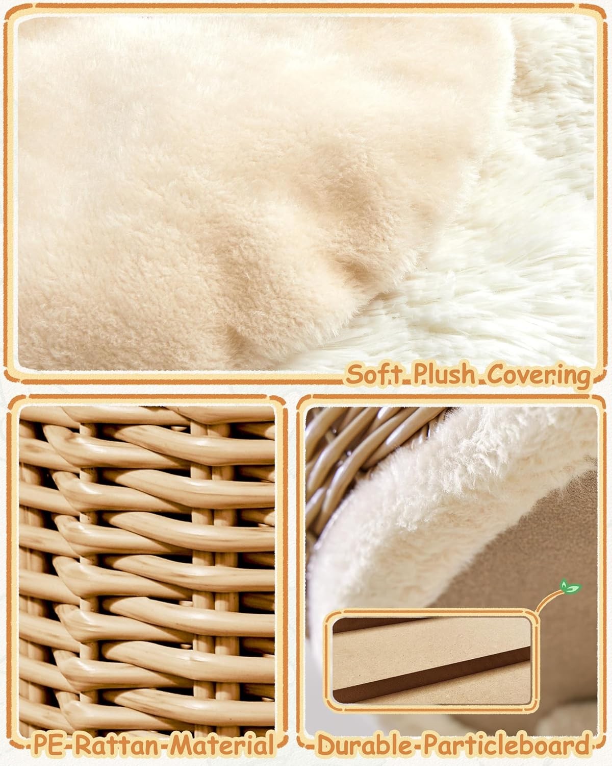 91cm Rattan Cat Tree Tower Wicker Bed Scratching Post Washable Cushion