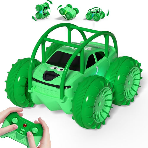 4WD Amphibious RC Car Type-C Rechargeable 360° Flip LED Lights Toy for Kids