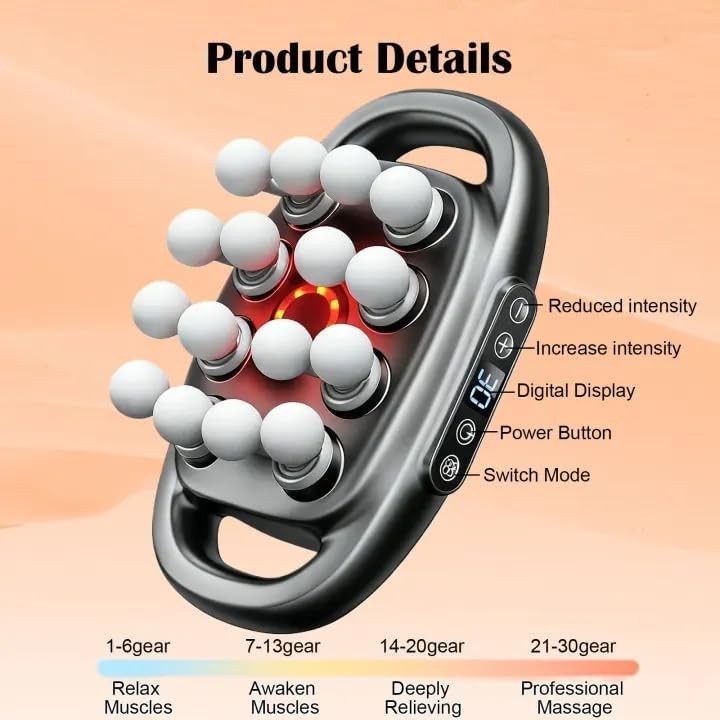Massage Gun Deep Tissue 16 Heads Muscle Massager Pain Relief Body Relaxer