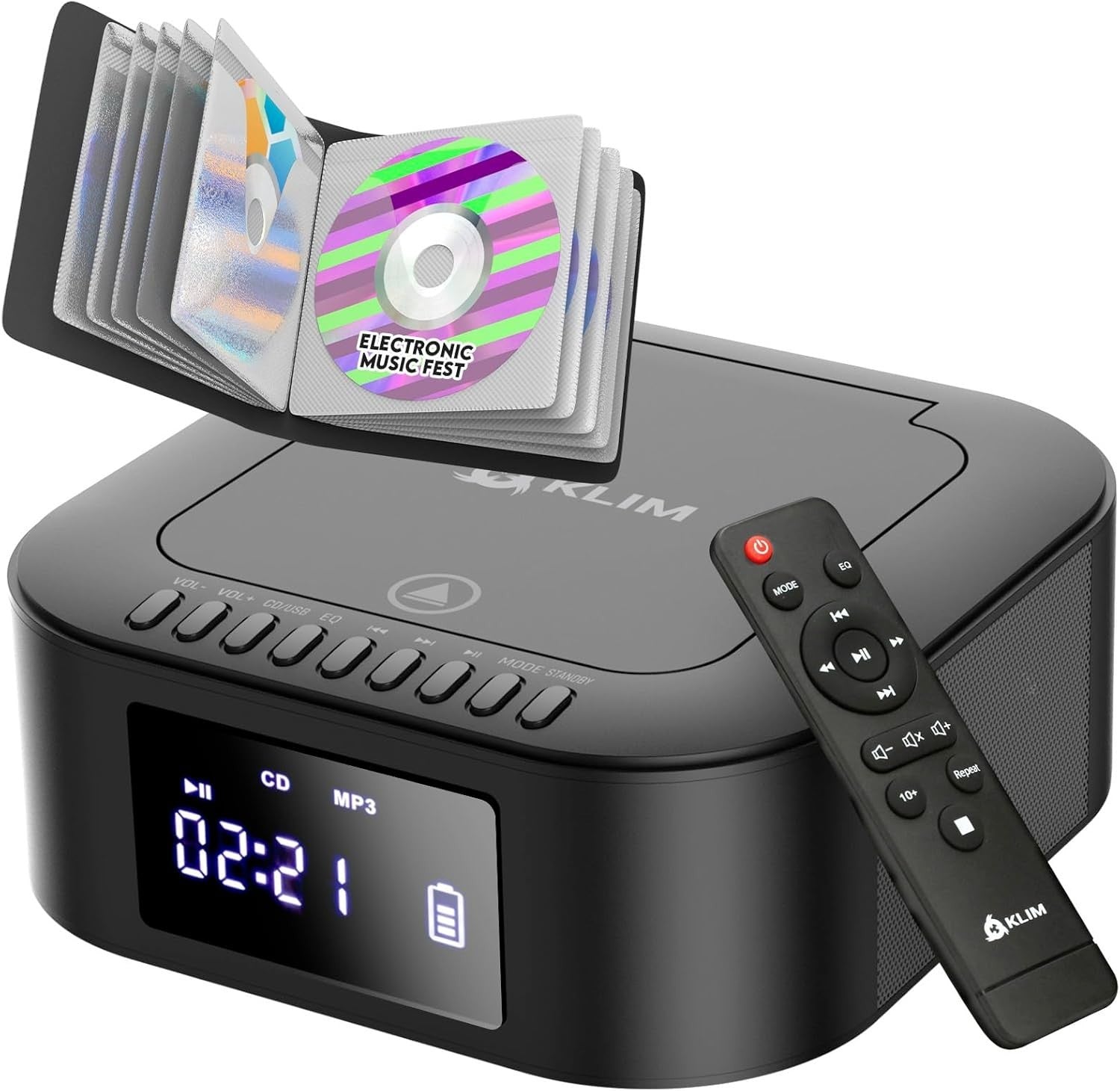 Portable CD Boombox Bluetooth Subwoofer FM Radio USB AUX Rechargeable