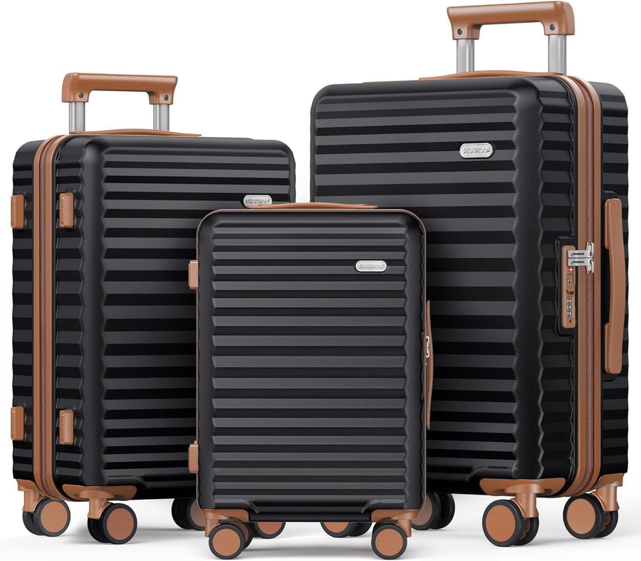 3pc Polycarbonate Hard Suitcase Set Expandable Spinner Wheels TSA Lock 20 24 28