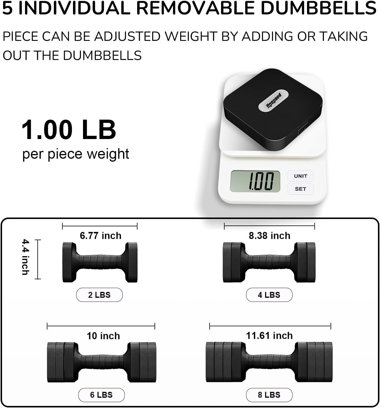 Adjustable Dumbbells Set 16LB Pair Anti Roll Non Slip Home Gym Weights