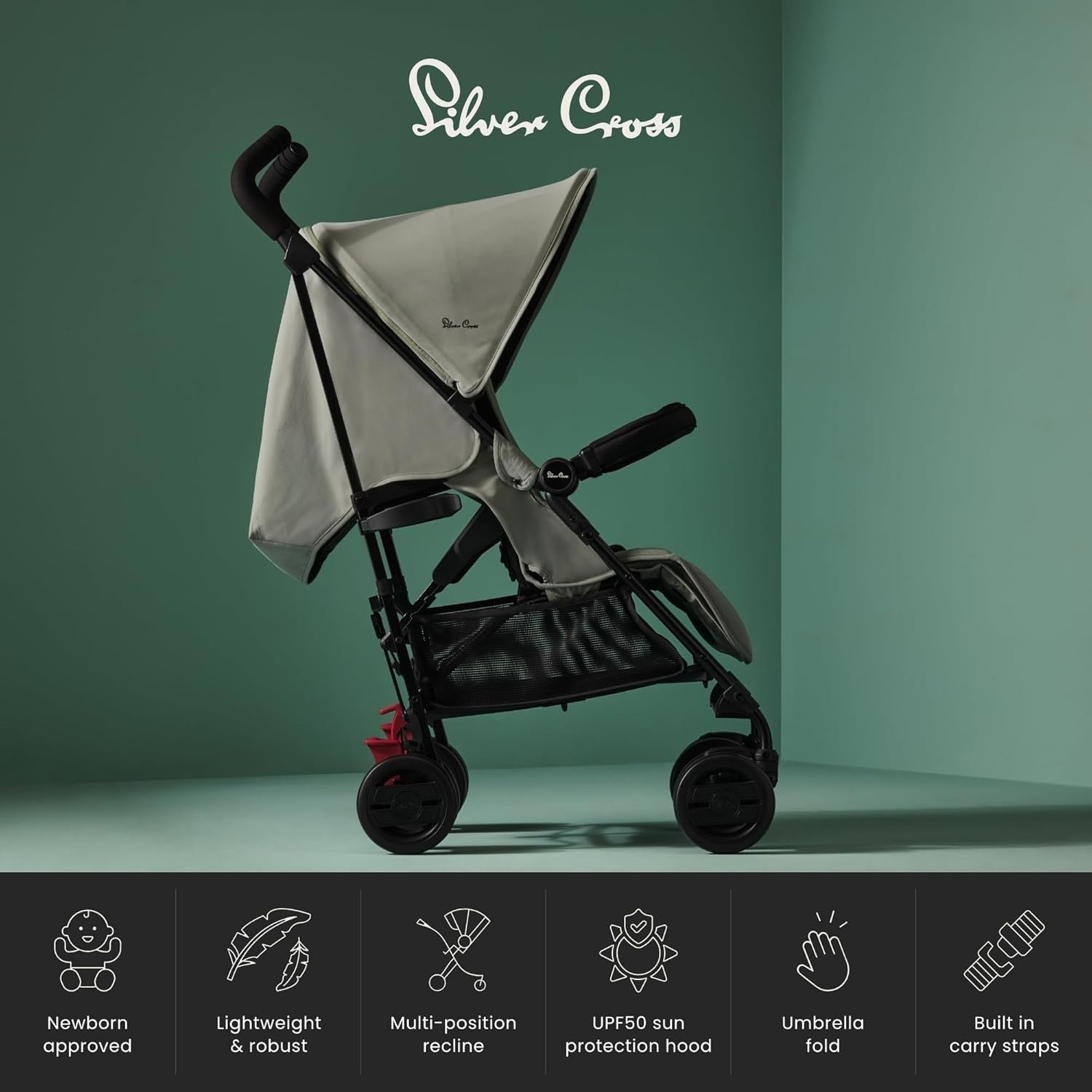 Lightweight Travel Pushchair Lie-Flat Seat Foldable Buggy 0–4Y 22kg