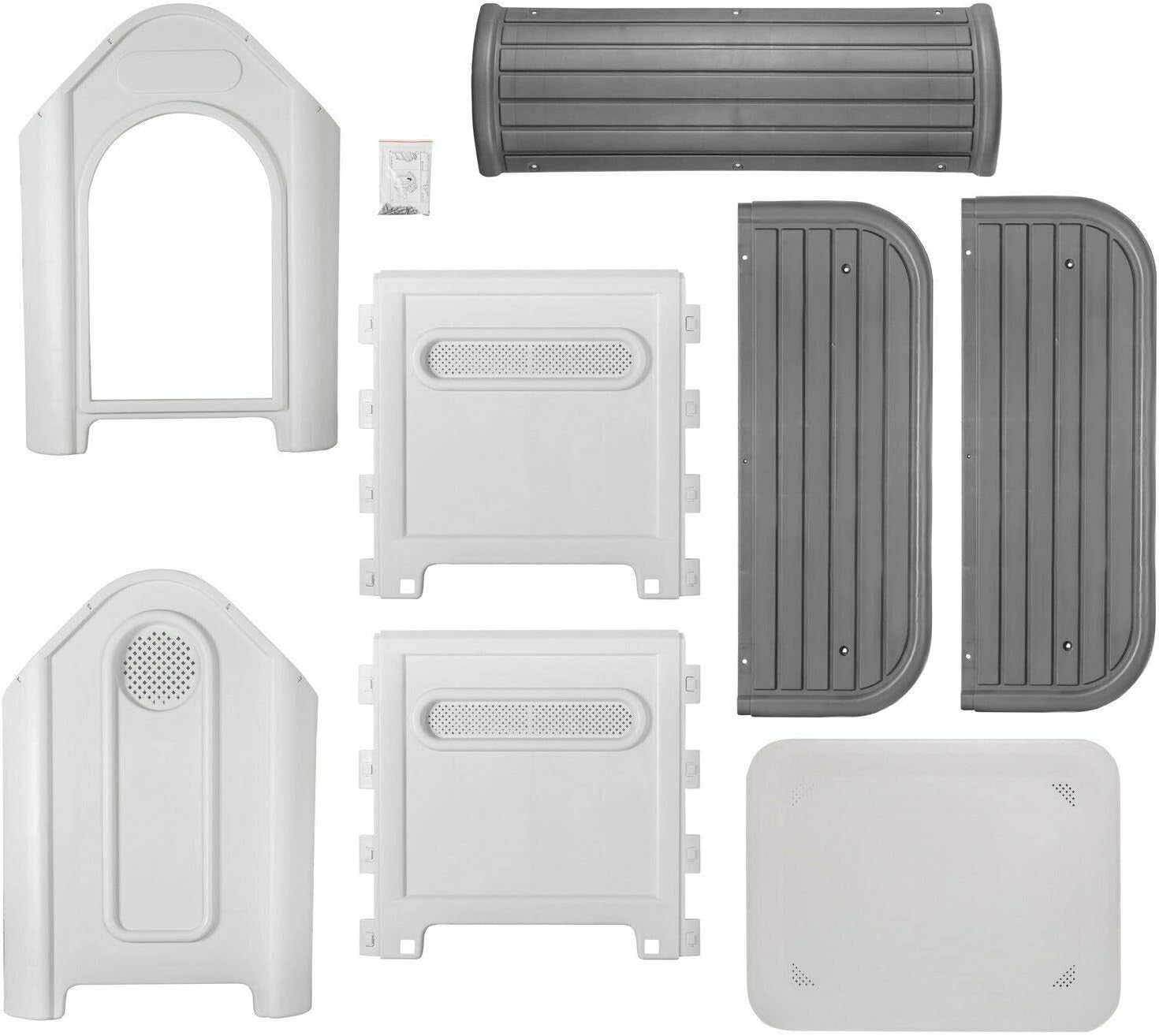 Weatherproof Plastic Dog Cat Kennel House Indoor Outdoor Pet Shelter Grey